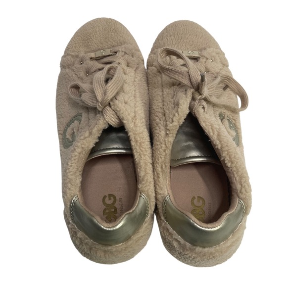 GBG Los Angeles Meeko Women 11 Beige Faux Fur Lace-Up Sneaker Preppy Streetwear - Picture 5 of 11